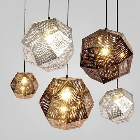 Dazuma Geometric Round Metal Postmodern Pendant Light Chandelier