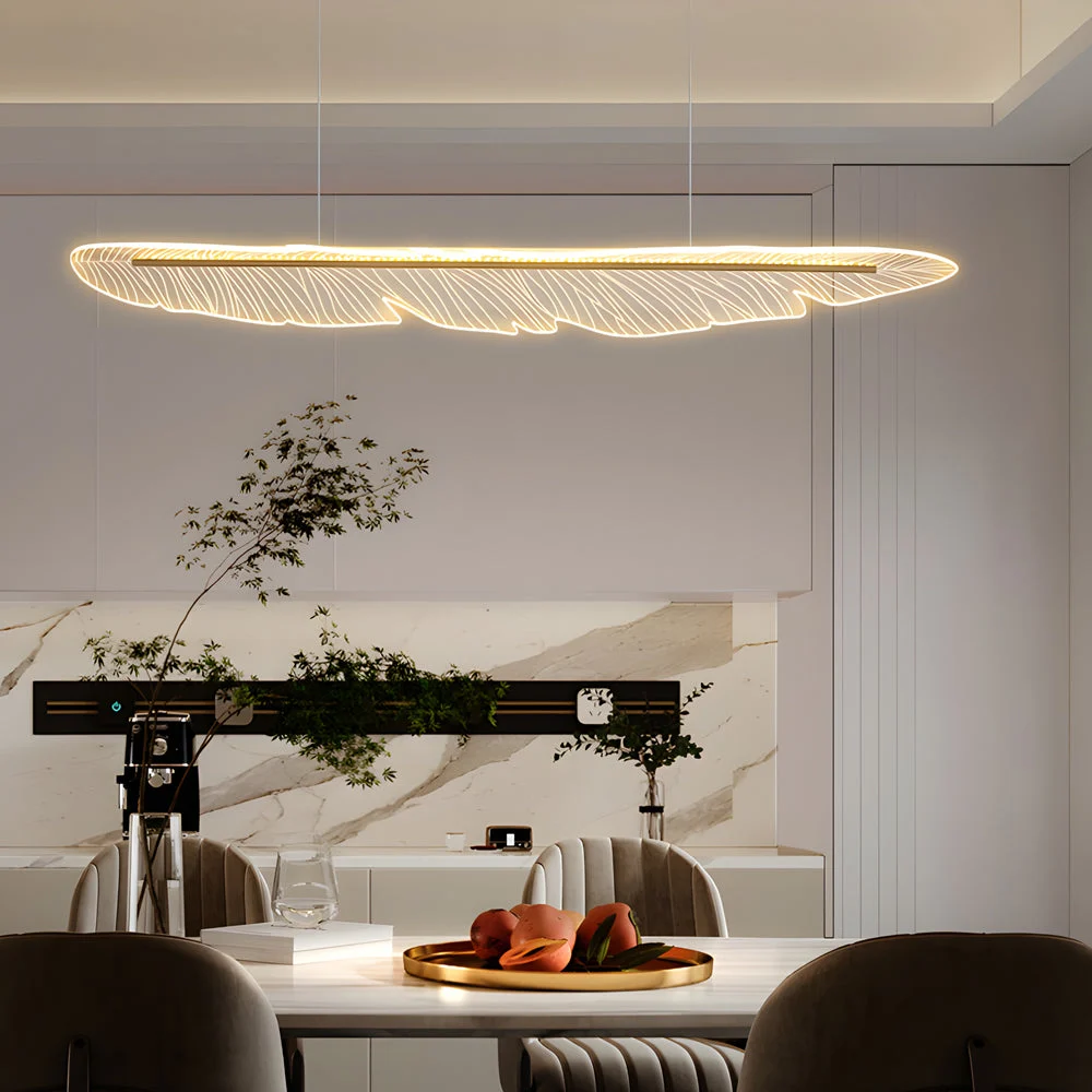 Acrylic Long Feathers Leaf LED Three Step Dimming Modern Chandelier-Homelova