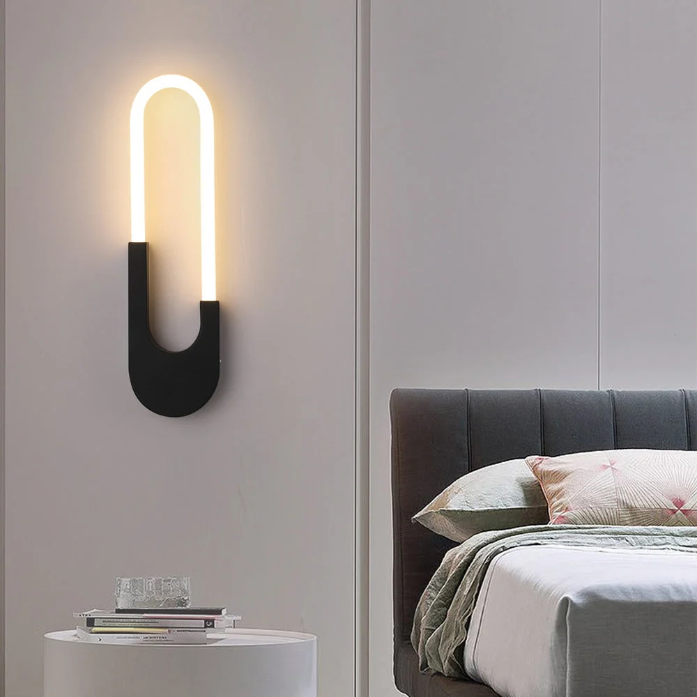 Modern Indoor Oval LED Wall Sconces - 16'' H, Gold/Black-Homelova