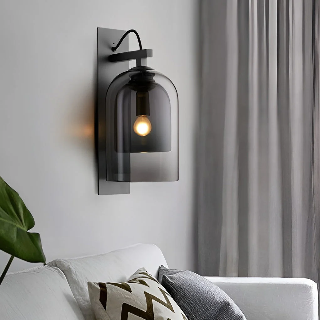 Minimalist Glass Iron Nordic Plug in Wall Lamp Wall Sconce Lighting-Homelova