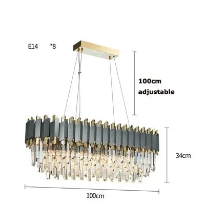 Bemus - Art Deco Black Stainless Steel Crystal Pendant Light with LED-Homelova