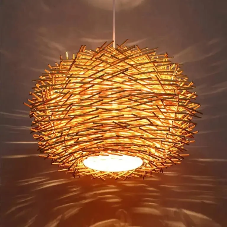 Birds Nest Rattan Pendant Light-Homelova