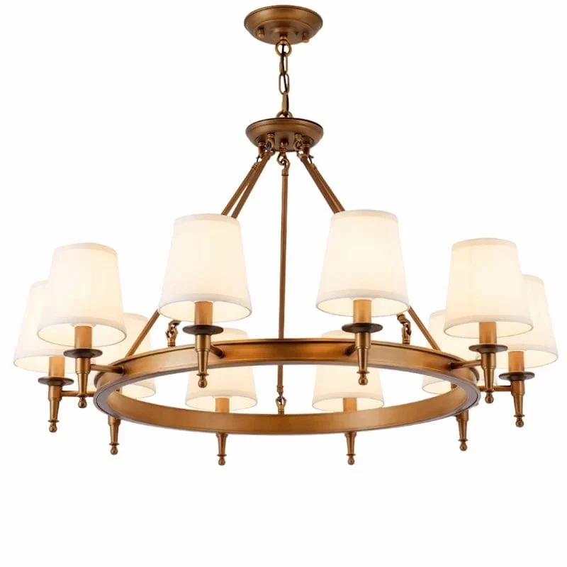 Bjorn - Chandelier with Minimalist Copper Fabric Shade-Homelova