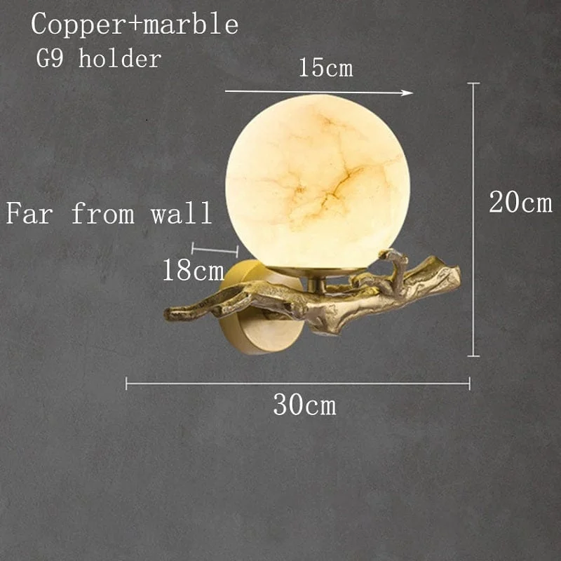 Cassius - Copper Marble Wall Lamp Style Moon Ball-Homelova