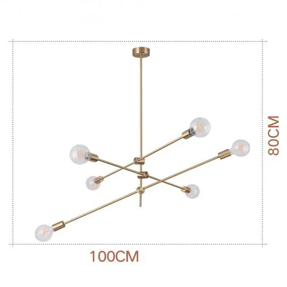 Circa Brass Mid century Pendant Light - 3 lines (6 heads)-Homelova