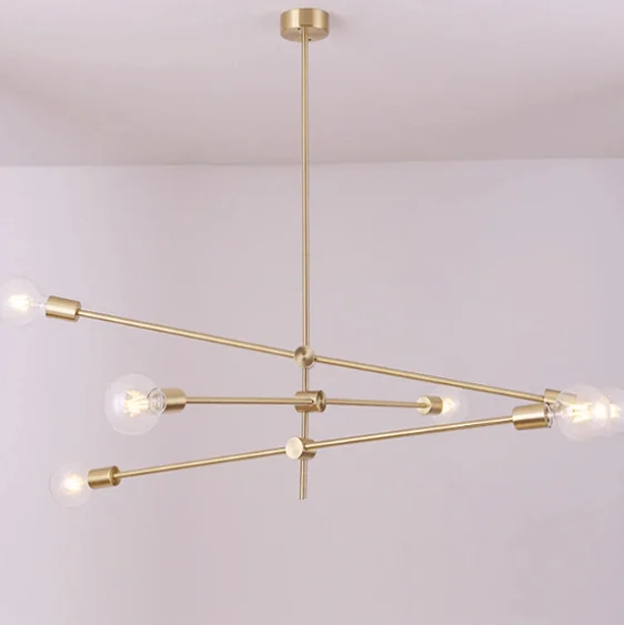 Circa Brass Mid century Pendant Light - 3 lines (6 heads)-Homelova