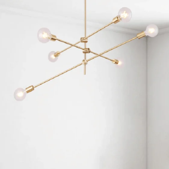 Circa Brass Mid century Pendant Light - 3 lines (6 heads)-Homelova