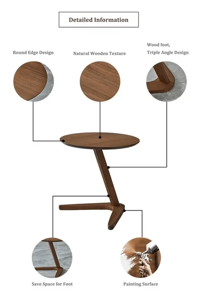 Claude - Vintage Wooden Round Coffee Table-Homelova