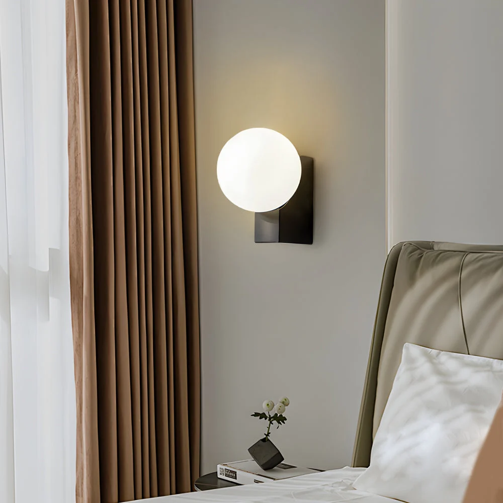 Cream White Glass Ball LED Wall Light with Dimmable Feature-Homelova