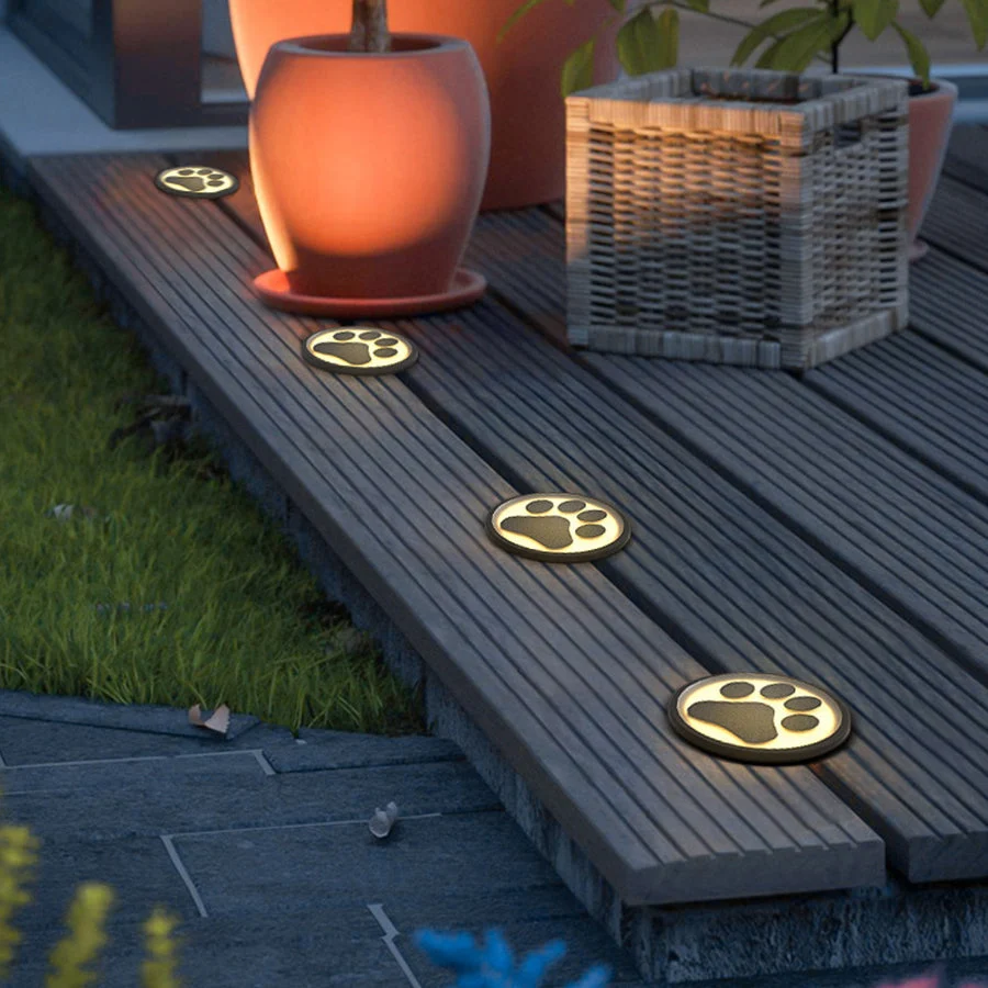 Modern Cat Paw Print LED Recessed Lights for Decks and Gardens-Homelova