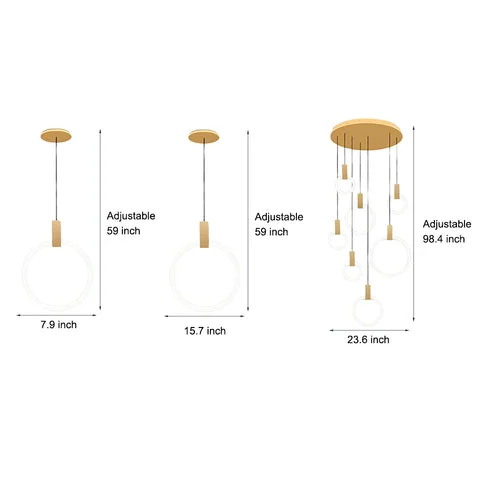 Minimalist Rings LED Nordic Duplex Stair Chandelier - Dazuma