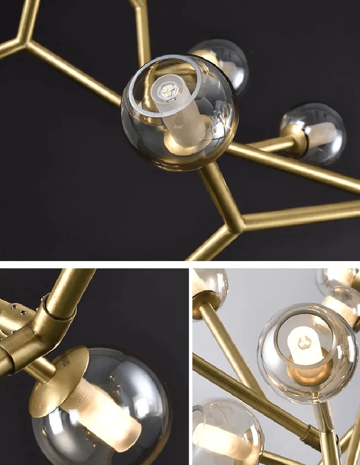 Kyria II – Indoor Pendant Lamp with Gold Finish and Clear Glass-Homelova