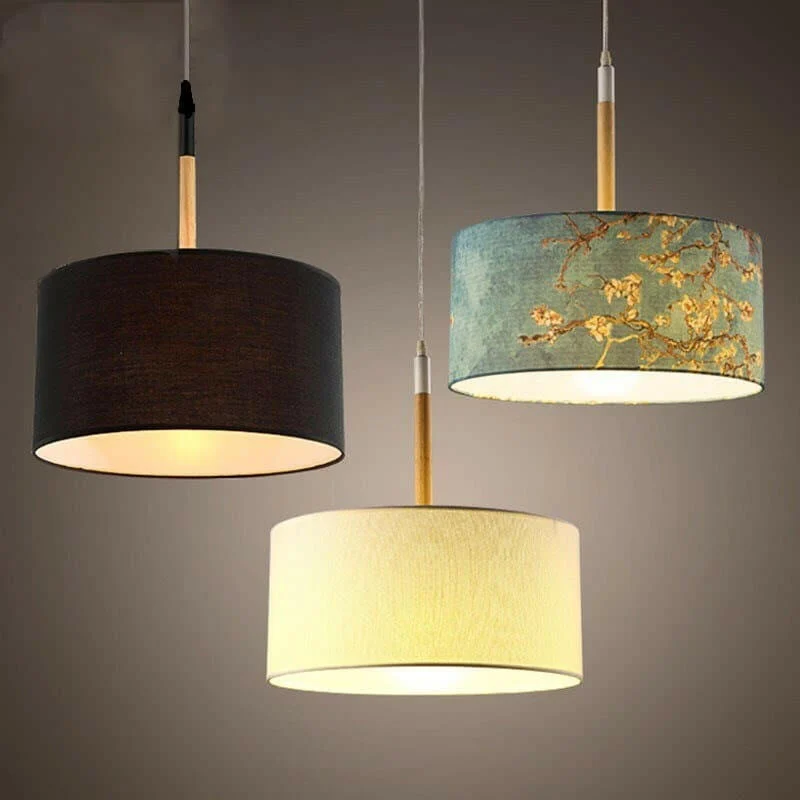 Linka - Solid Wood Light Fixture with Fabric Shade-Homelova