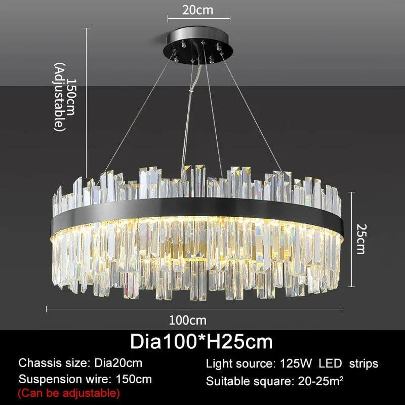 Munire Mae - Luxury Round Crystal Chandelier Compatible with Living Room-Homelova