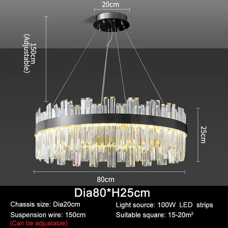 Munire Mae - Luxury Round Crystal Chandelier Compatible with Living Room-Homelova