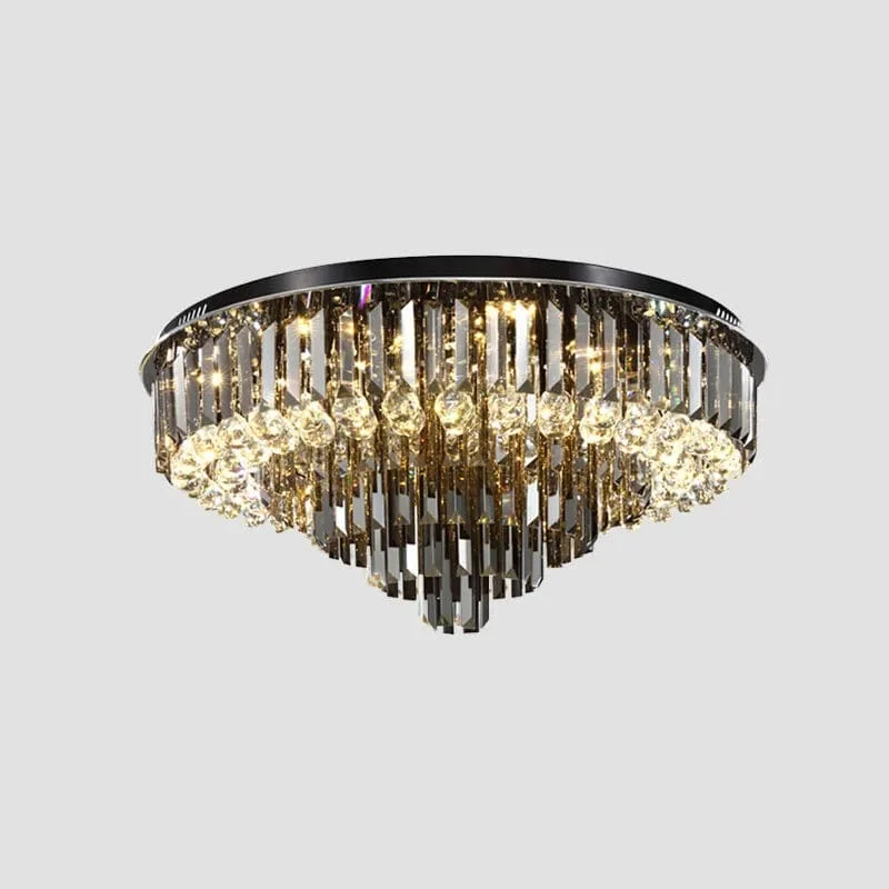 Oline - Ceiling Lamp Round Luxury Black Gold Silver Lighting Fixture-Homelova