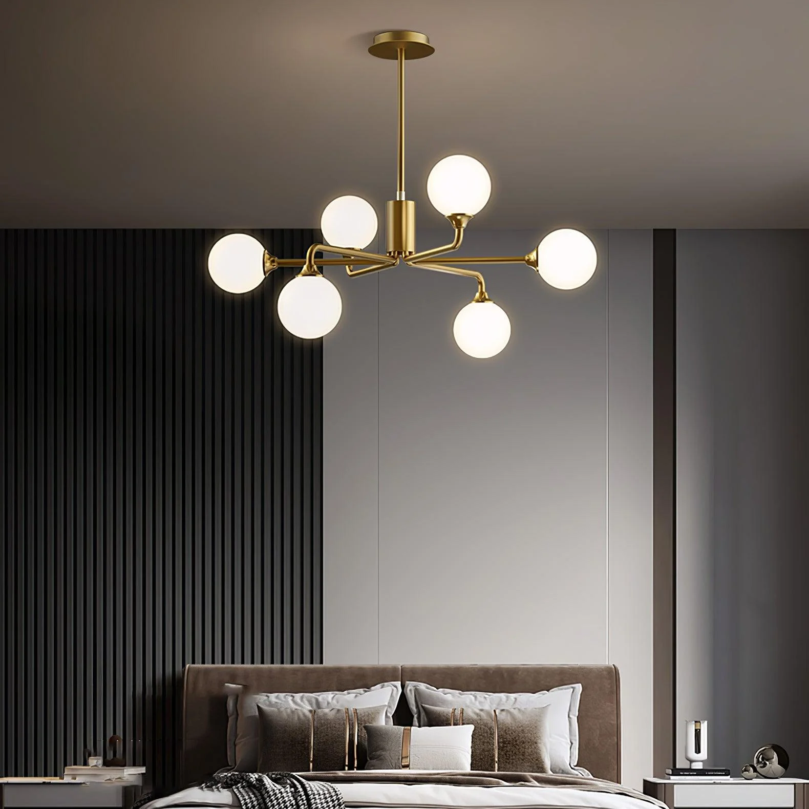 Staggered Glass Globes Chandelier-Homelova