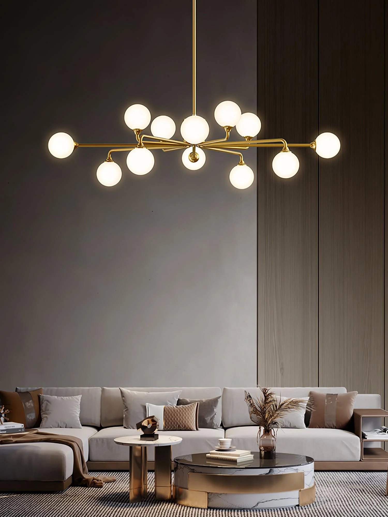 Staggered Glass Globes Chandelier-Homelova
