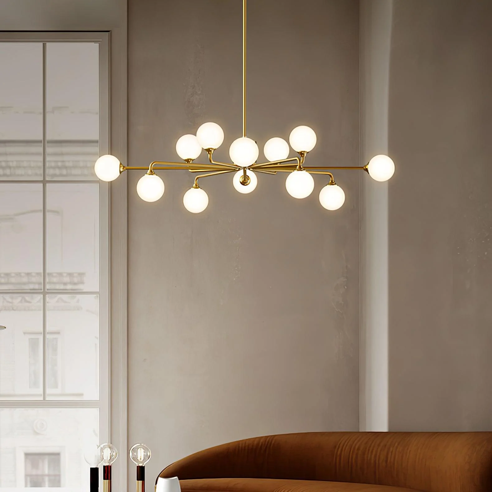 Staggered Glass Globes Chandelier-Homelova