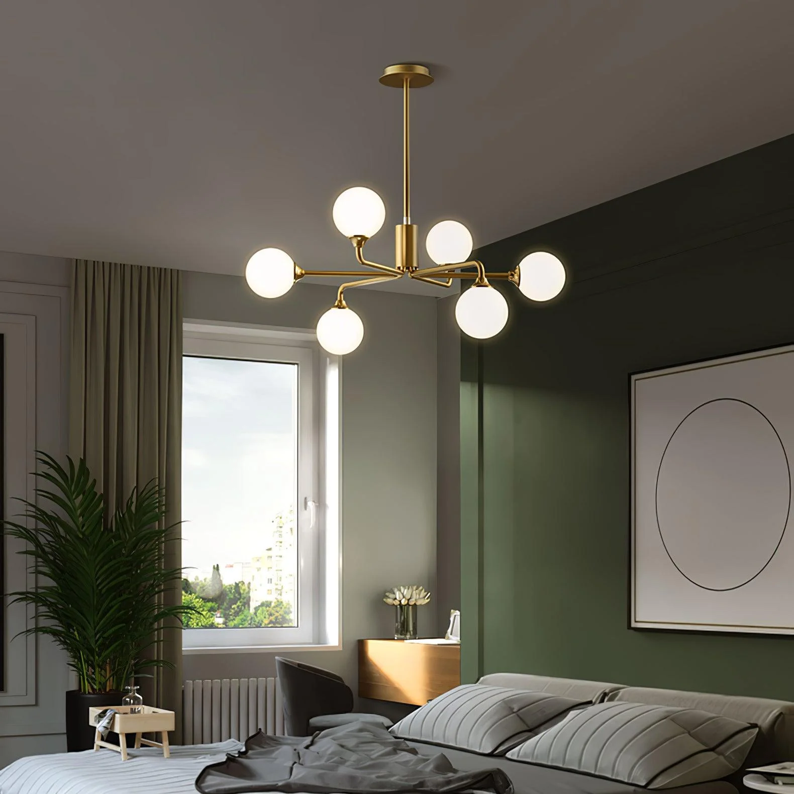 Staggered Glass Globes Chandelier-Homelova