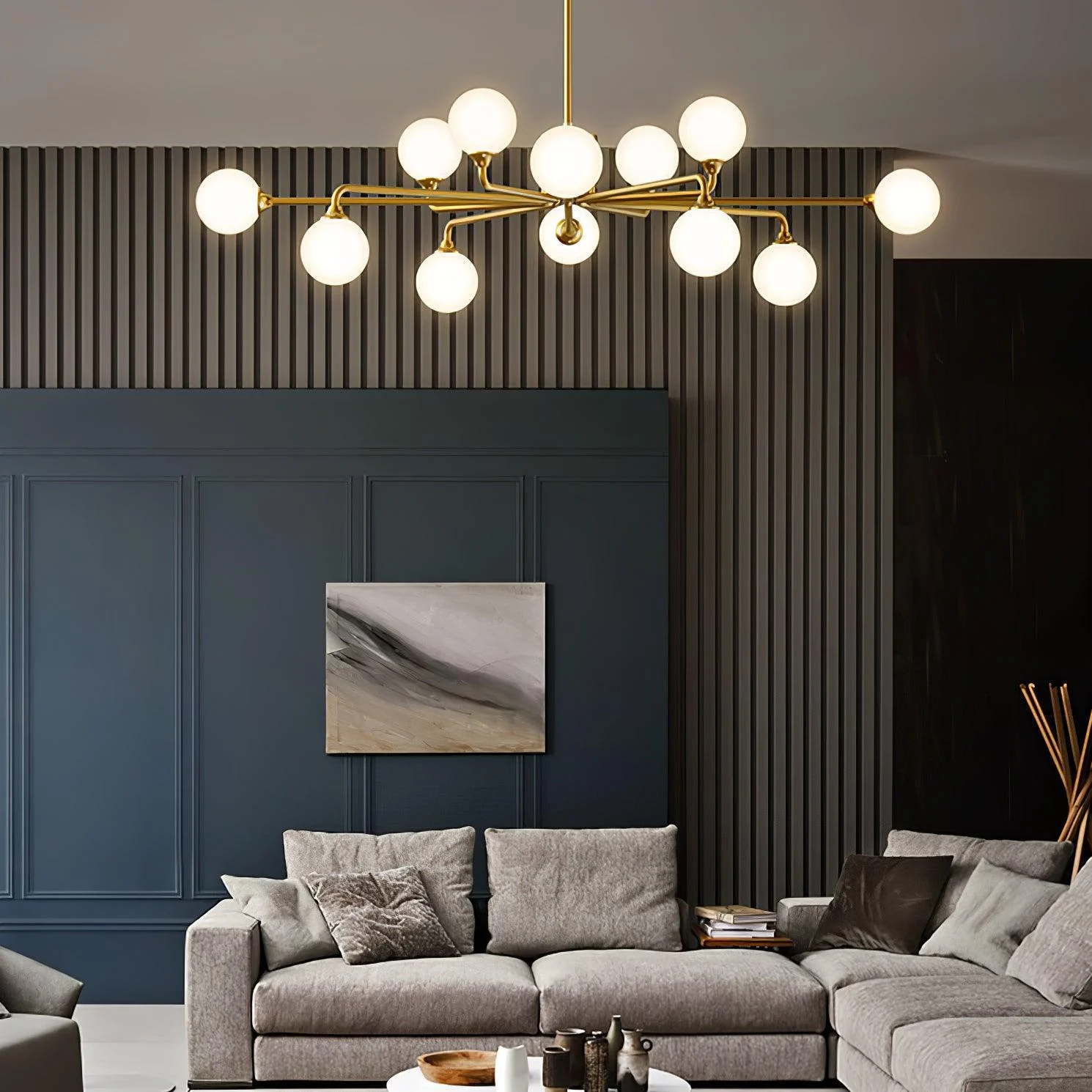 Staggered Glass Globes Chandelier-Homelova