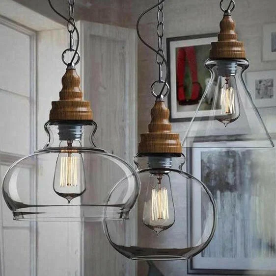 Thalia - Clear Glass Vintage Antique Hanging Light-Homelova