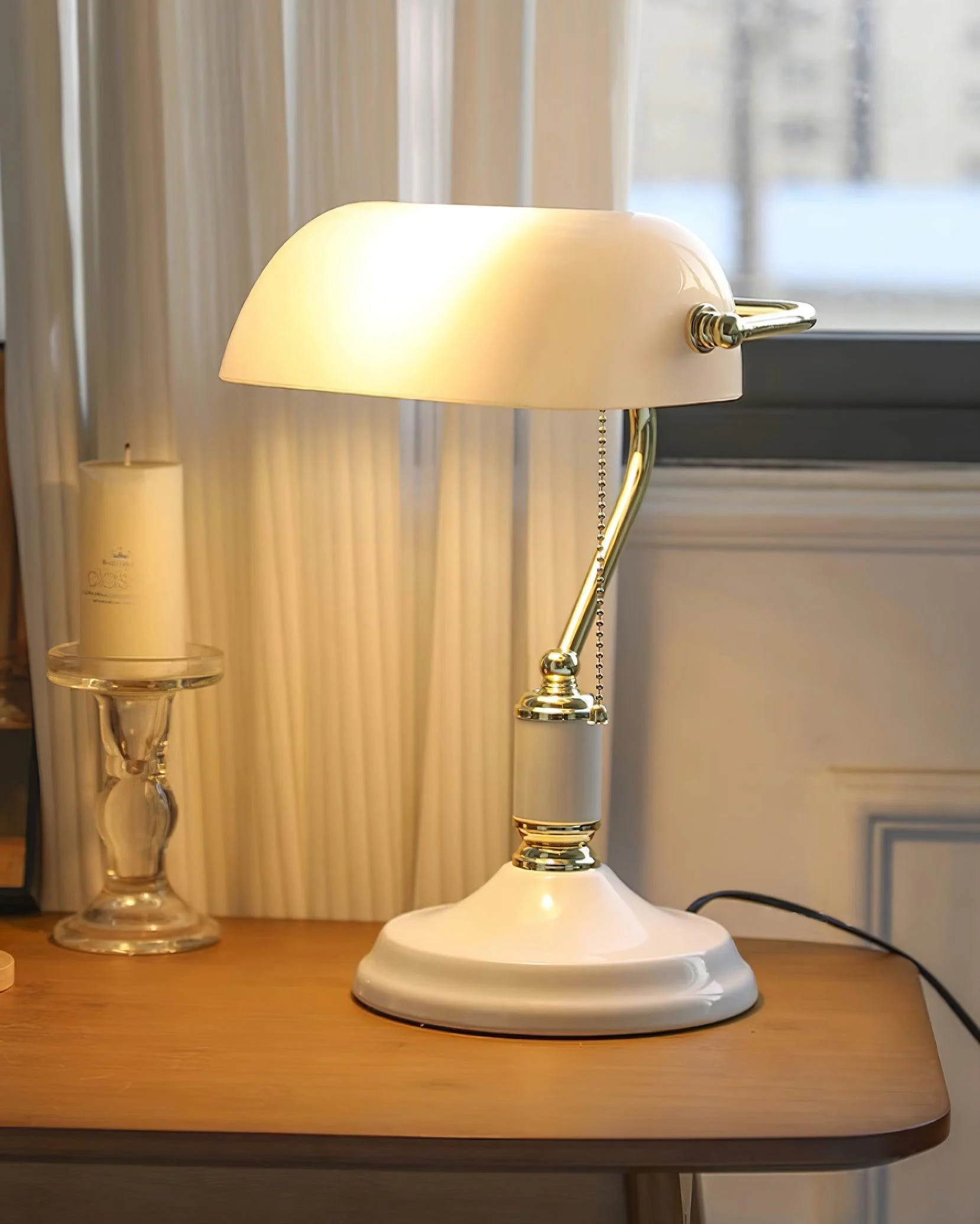 Vintage Bankers Table Lamp-Homelova