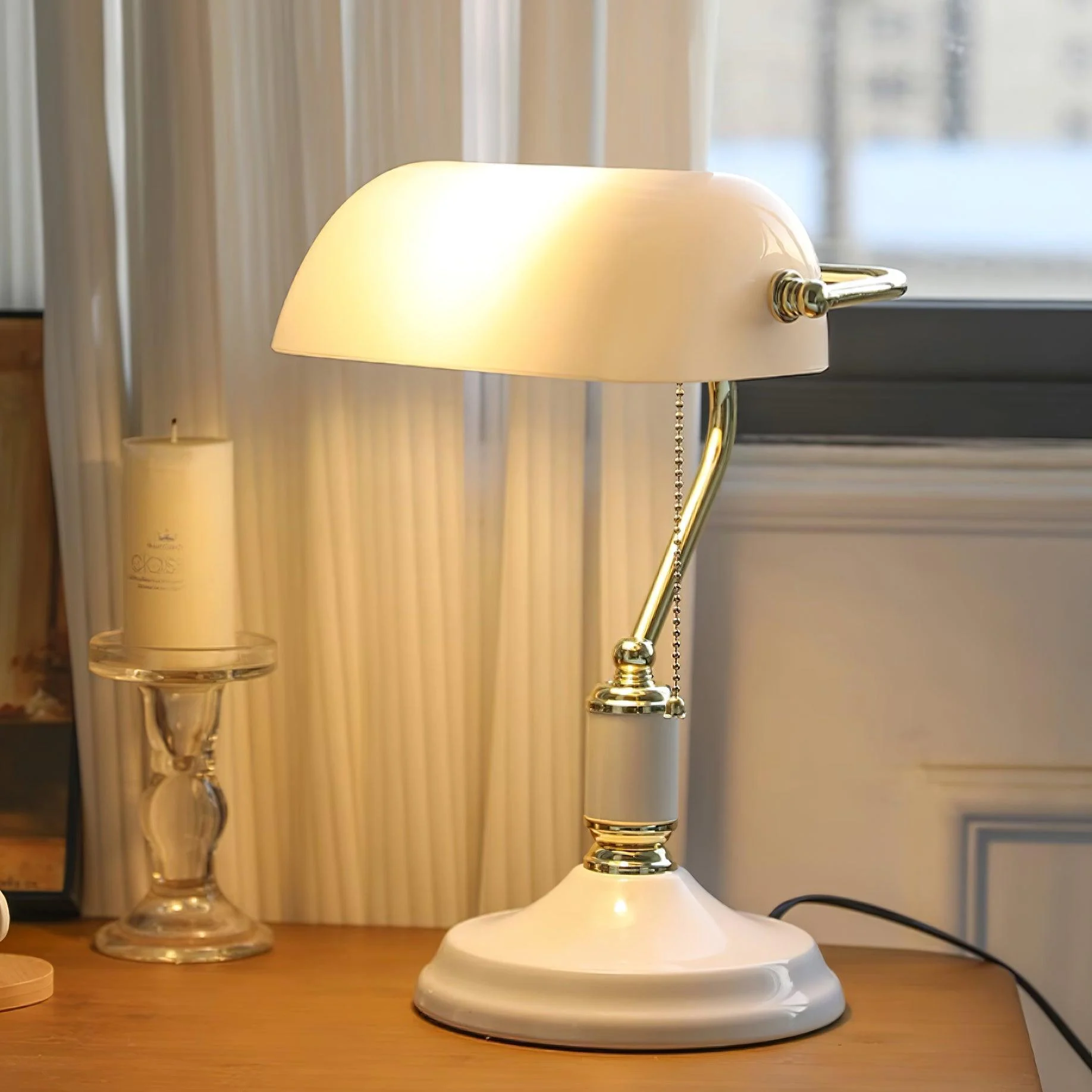 Vintage Bankers Table Lamp-Homelova