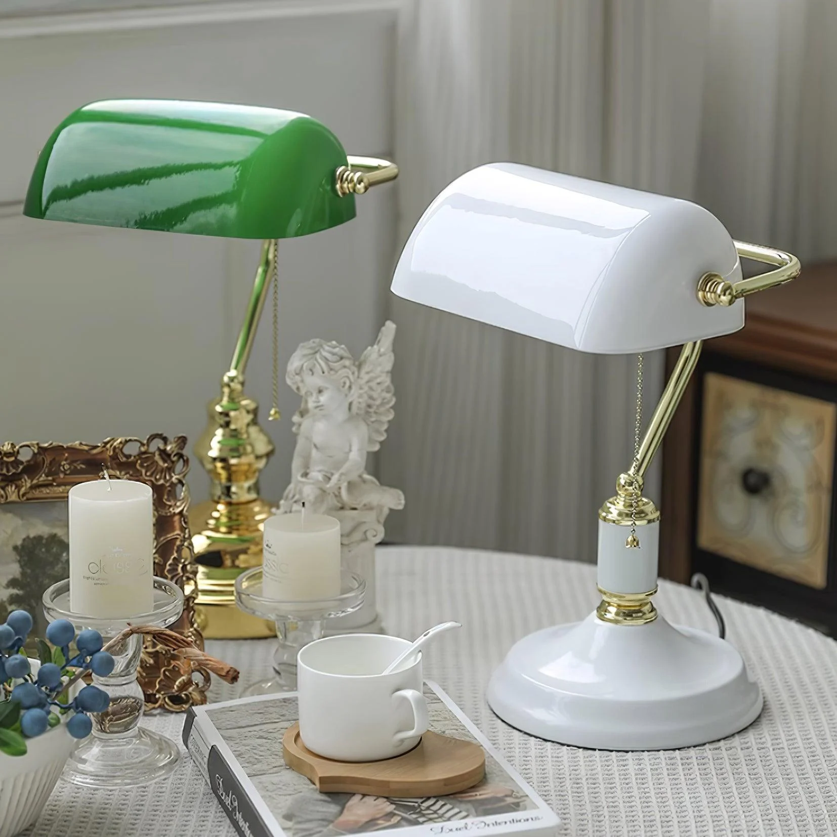 Vintage Bankers Table Lamp-Homelova