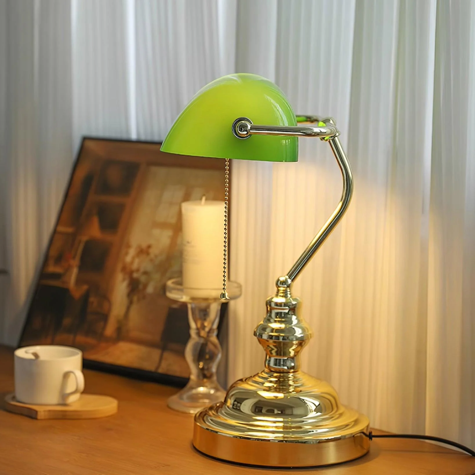 Vintage Bankers Table Lamp-Homelova