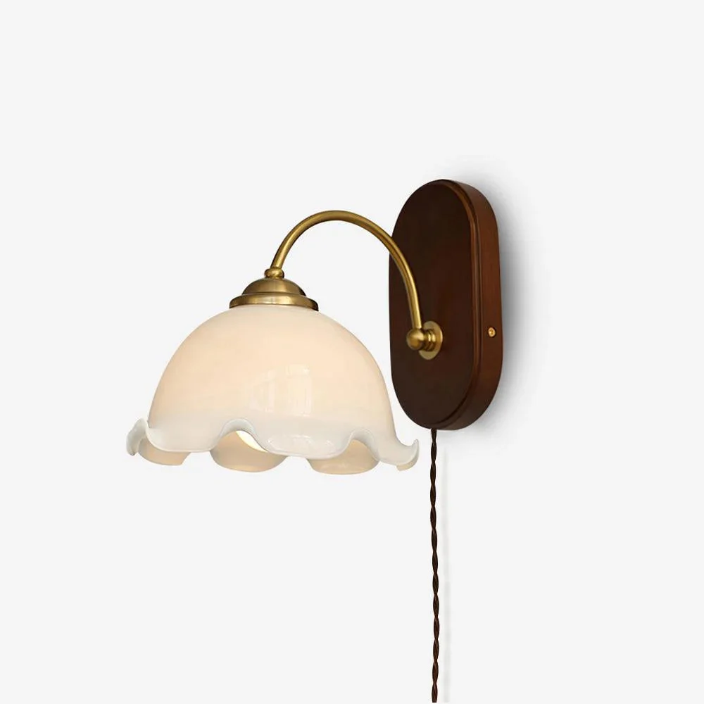 Vintage Flower Plug In Wall Lamp-Homelova