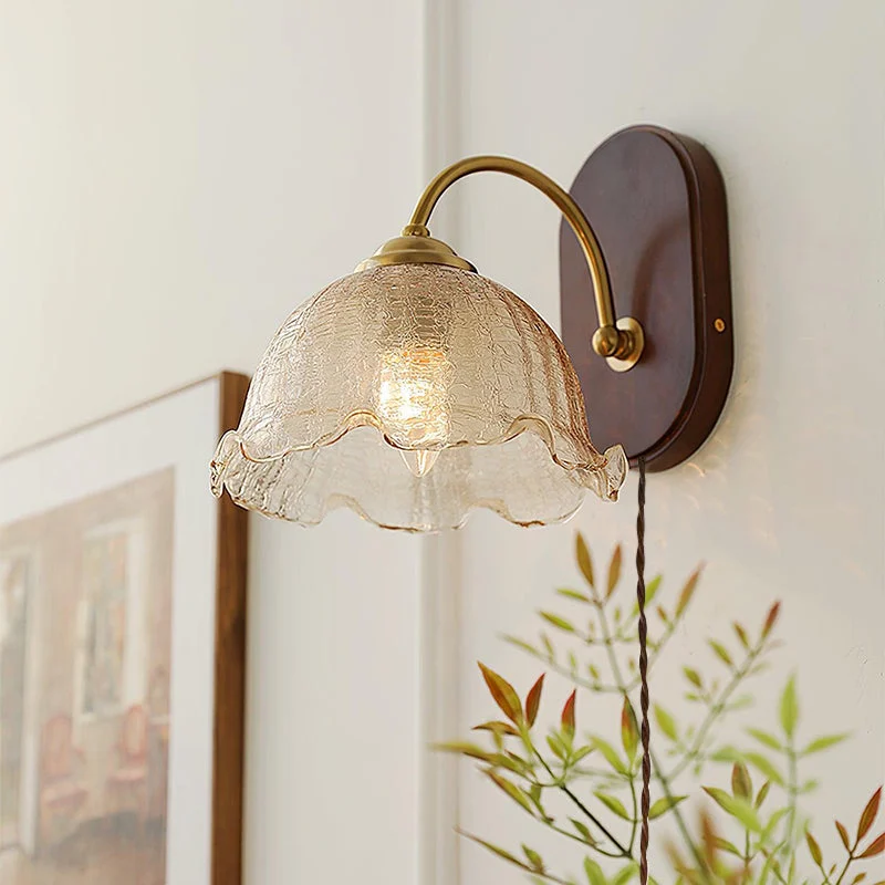 Vintage Flower Plug In Wall Lamp-Homelova