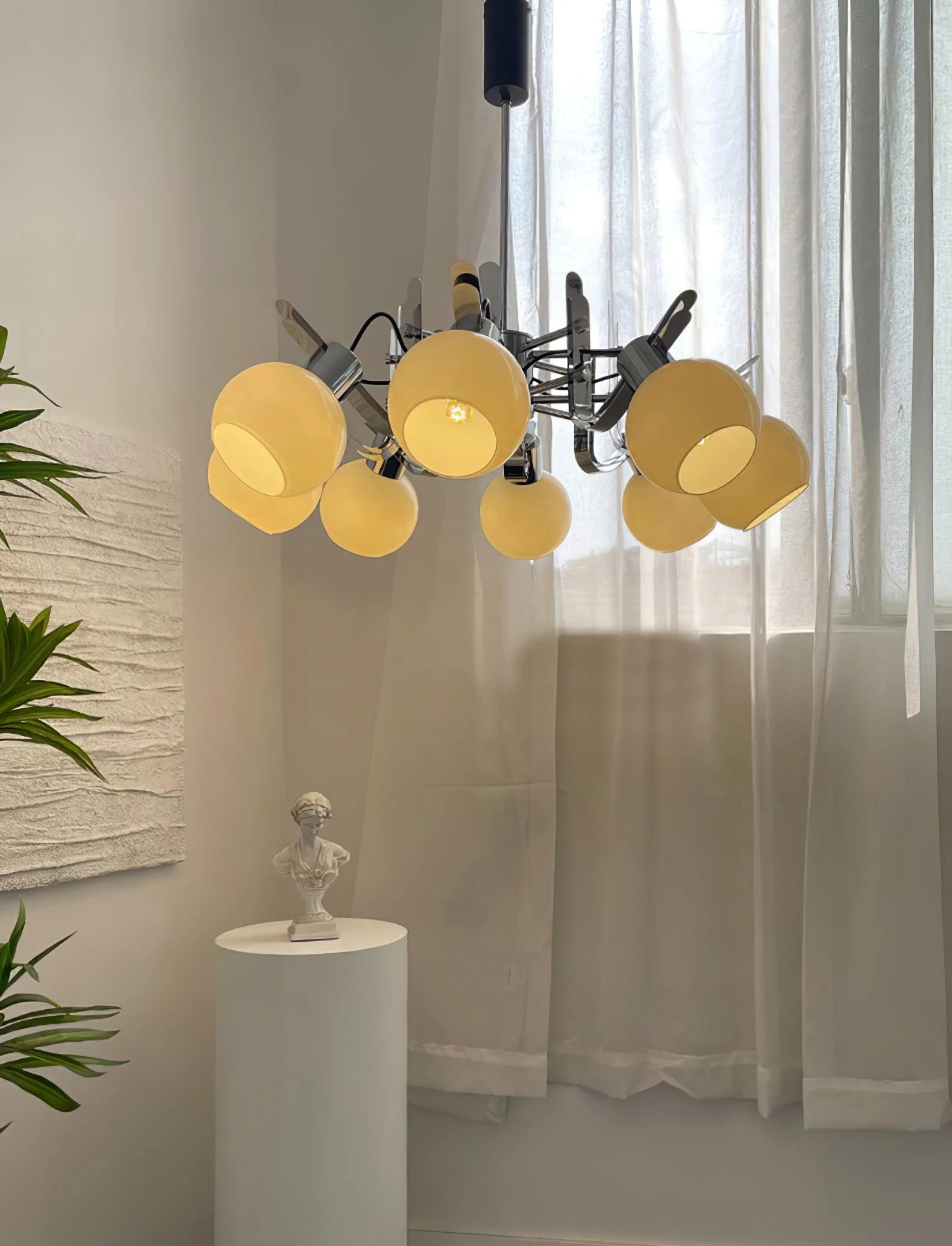 Vintage Geometrical Chrome Chandelier-Homelova