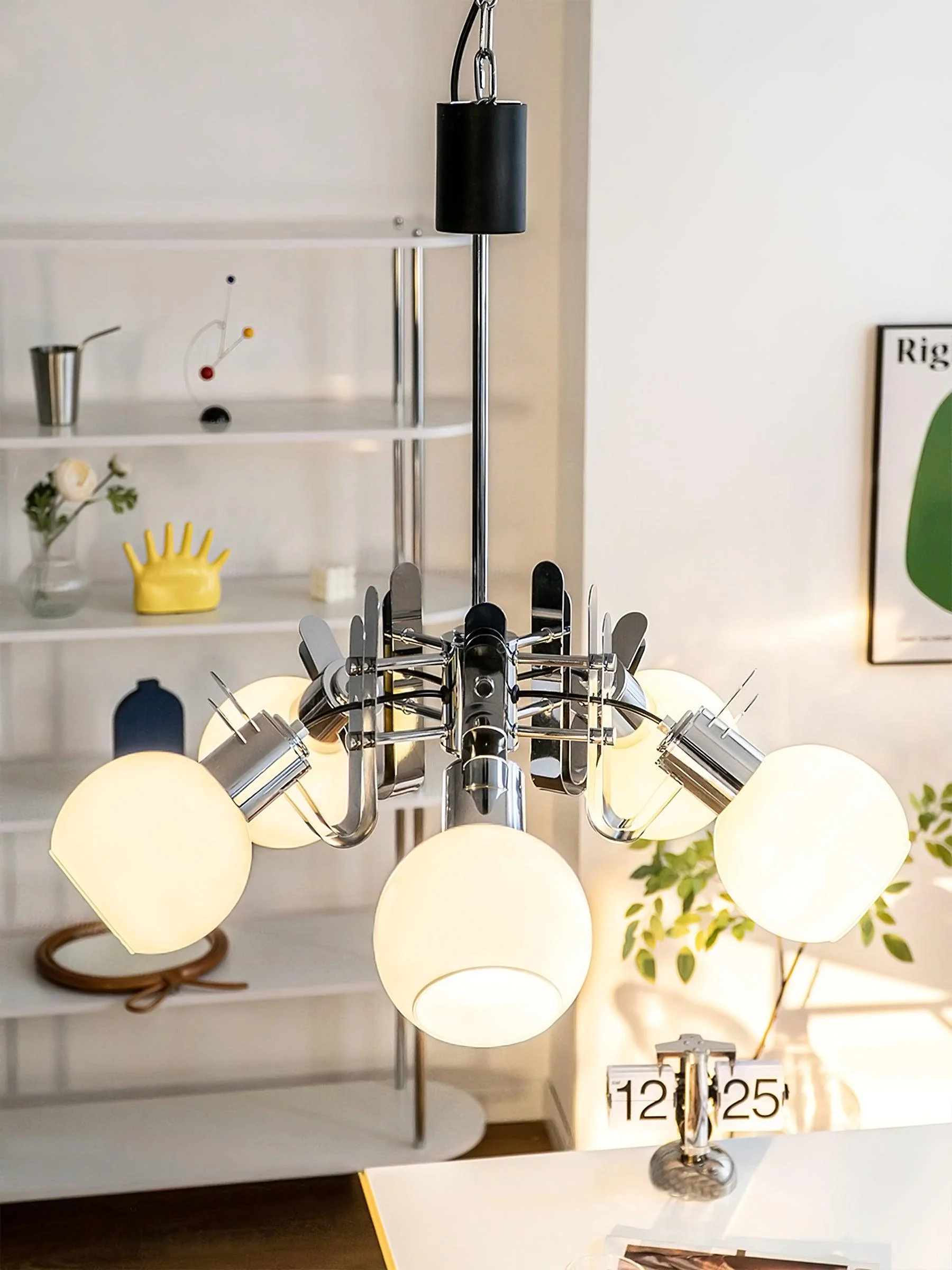 Vintage Geometrical Chrome Chandelier-Homelova