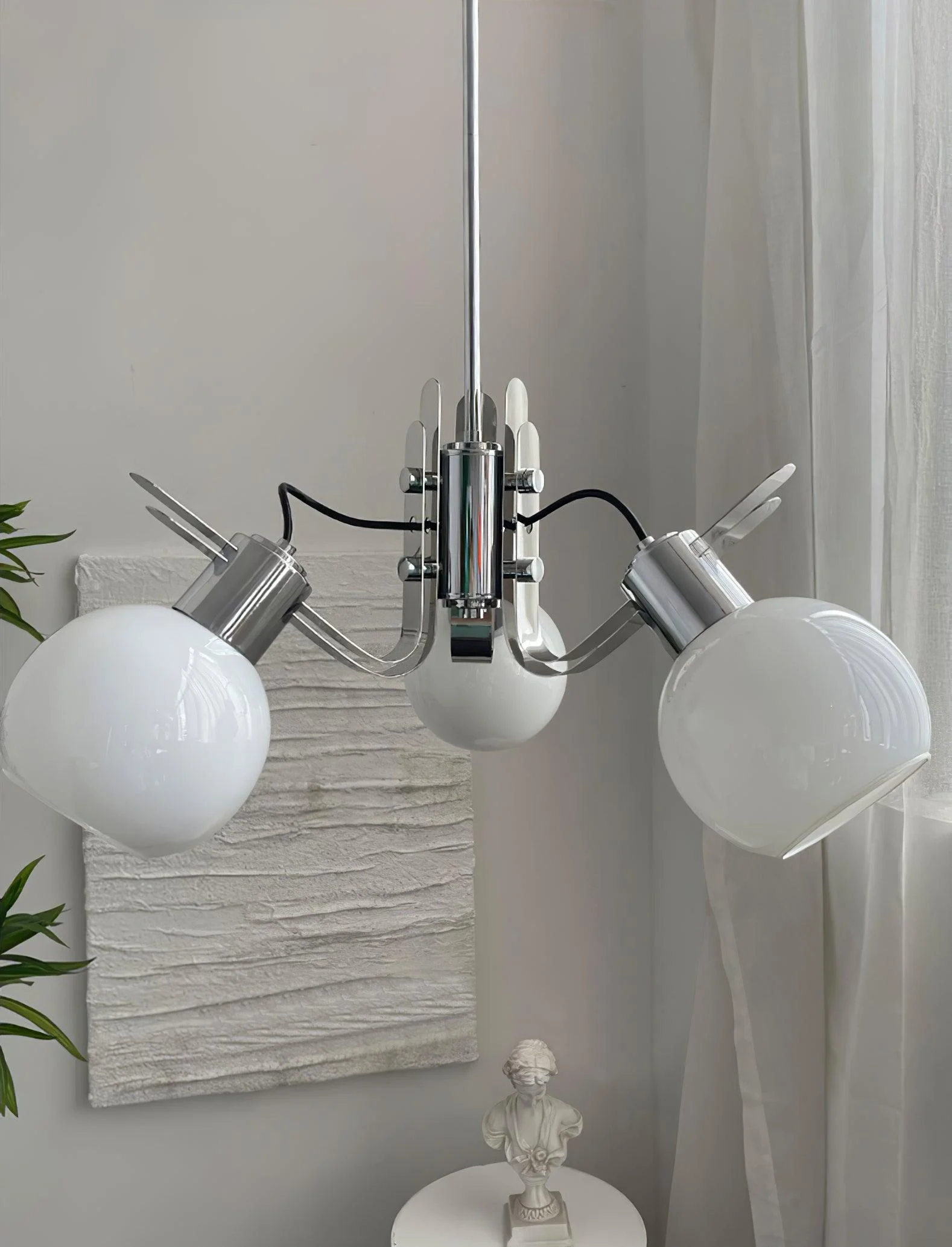 Vintage Geometrical Chrome Chandelier-Homelova