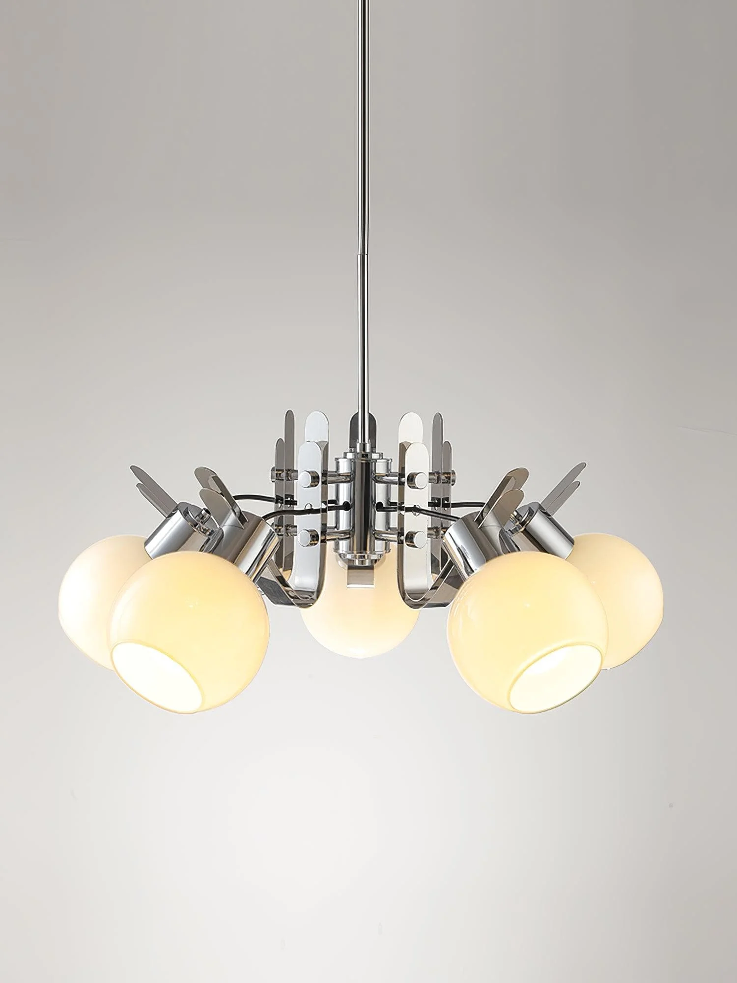 Vintage Geometrical Chrome Chandelier-Homelova