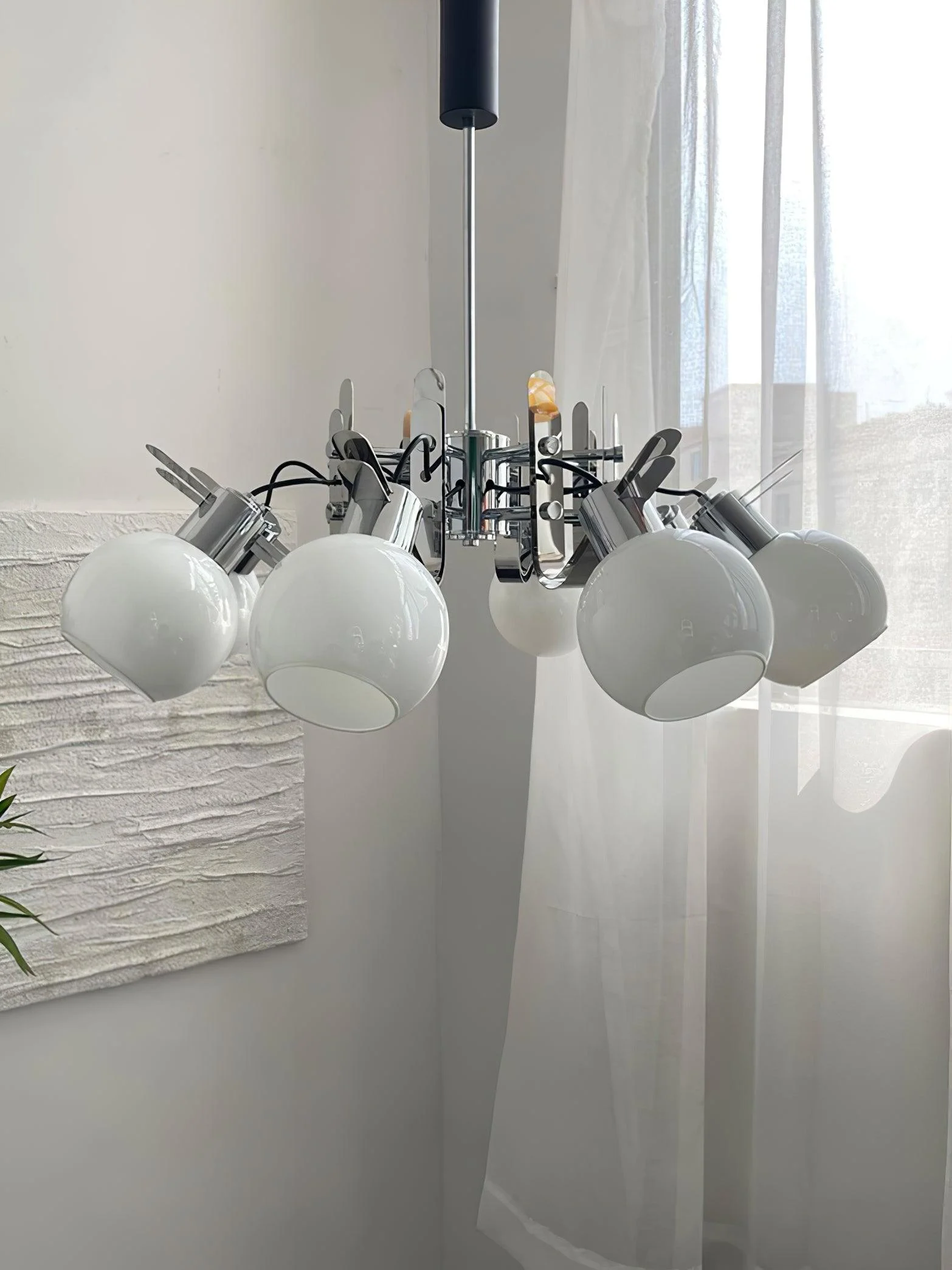 Vintage Geometrical Chrome Chandelier-Homelova
