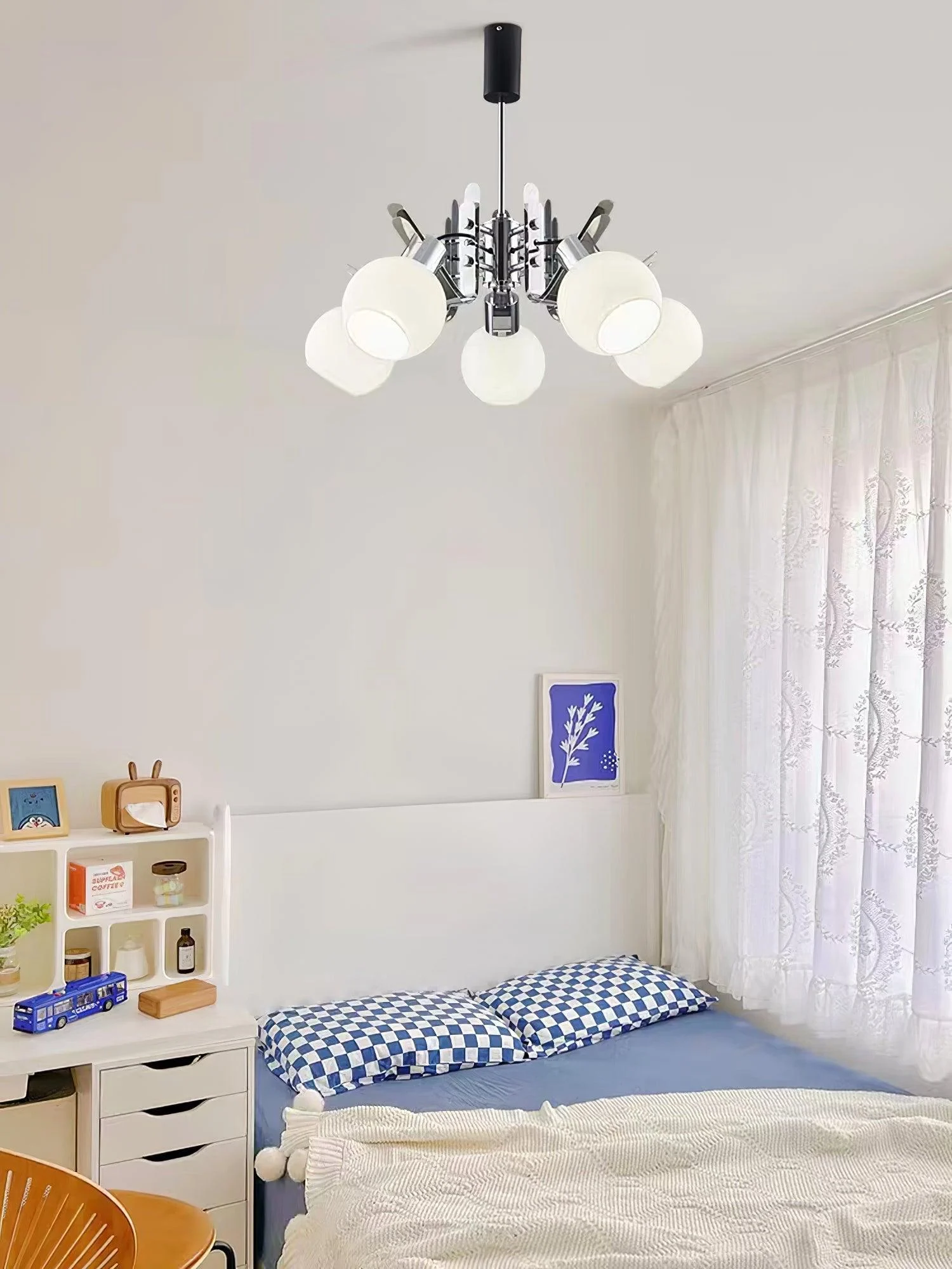 Vintage Geometrical Chrome Chandelier-Homelova