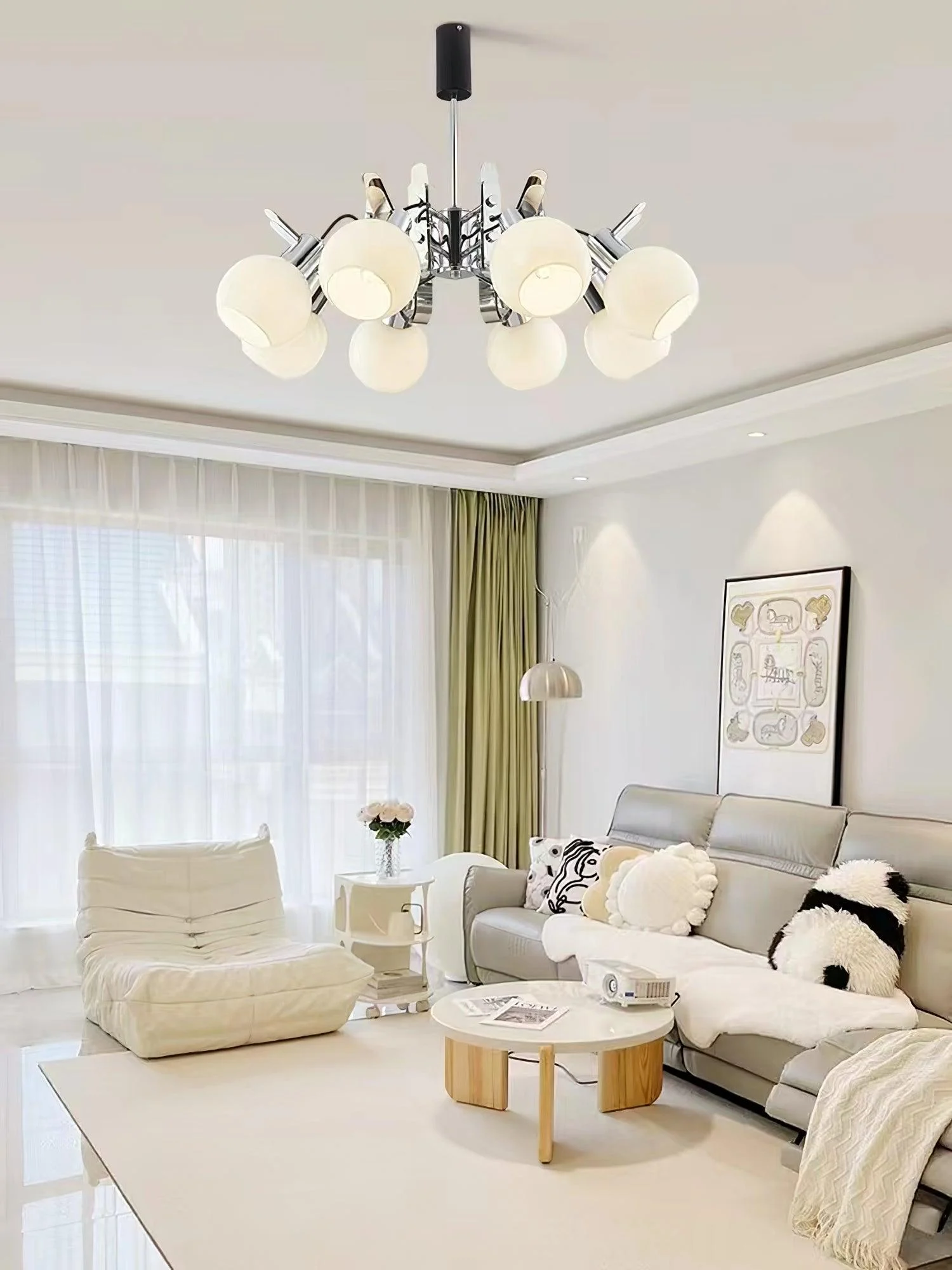 Vintage Geometrical Chrome Chandelier-Homelova