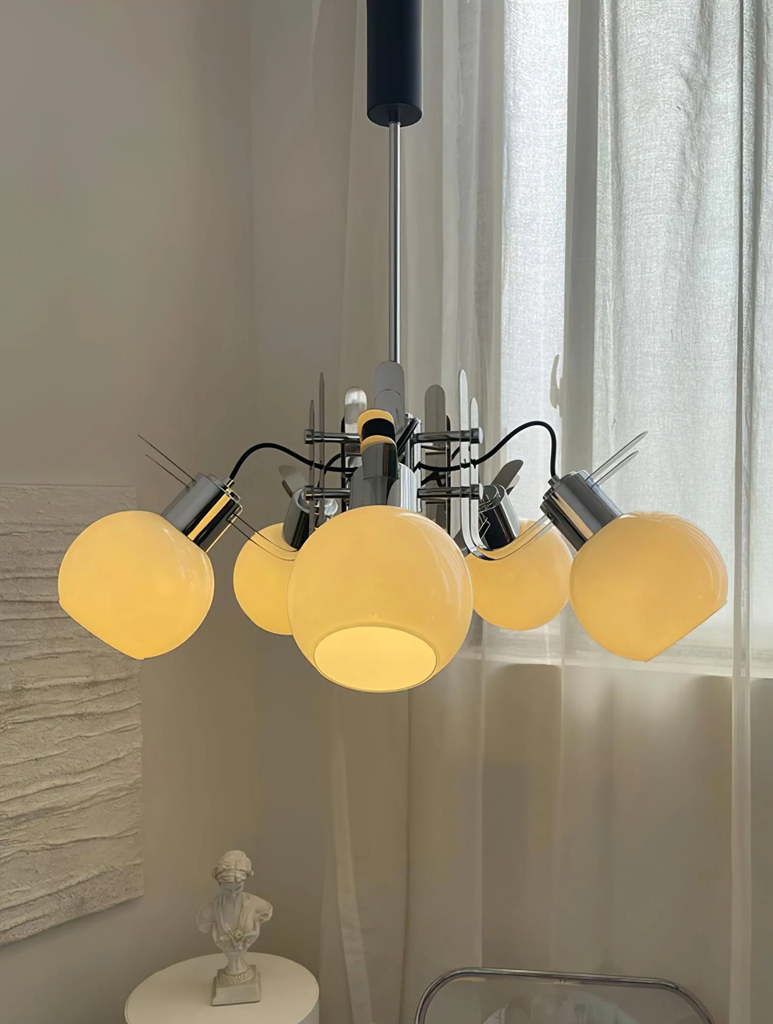 Vintage Geometrical Chrome Chandelier-Homelova