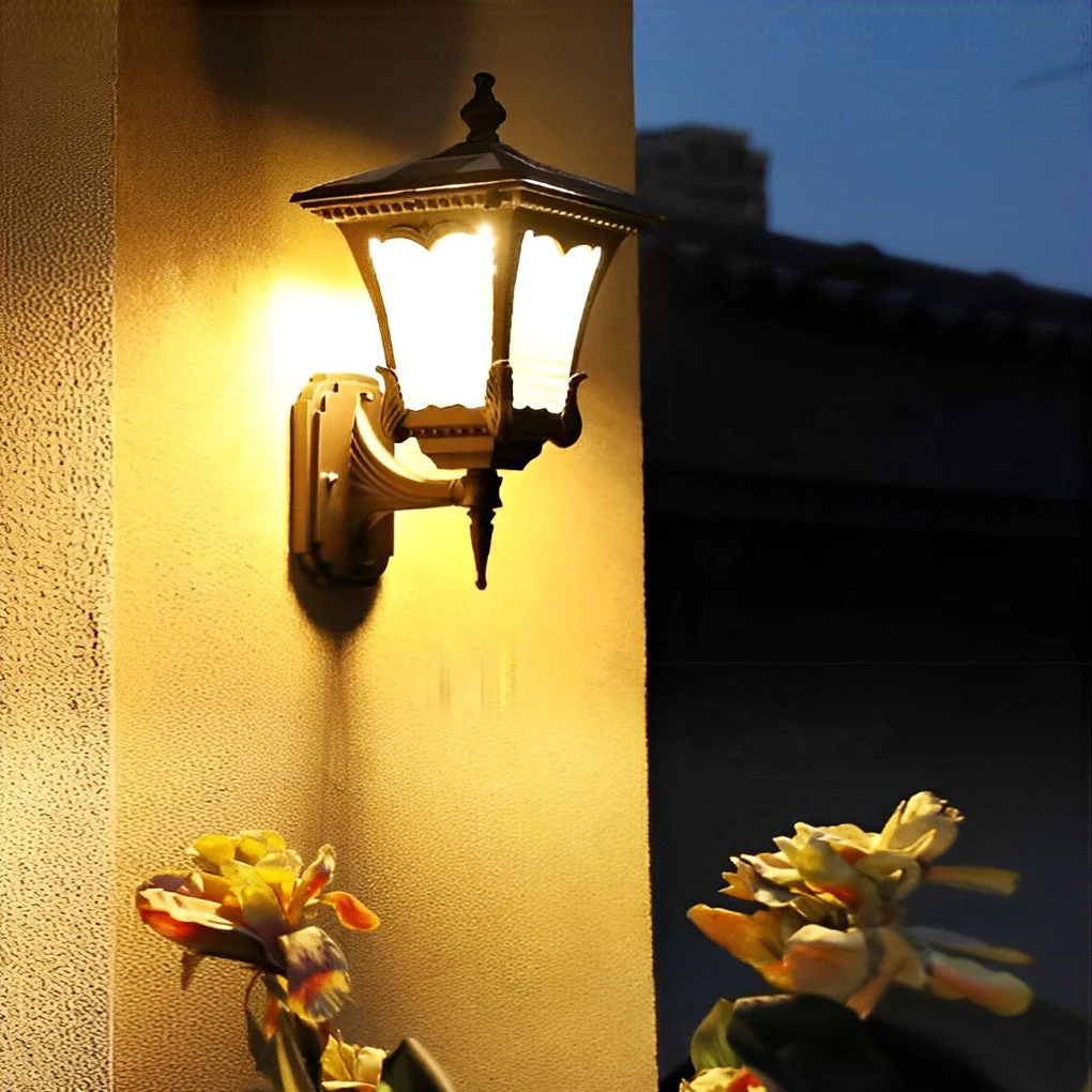 Vintage Striped Glass LED Waterproof Black Retro Solar Wall Lights-Homelova