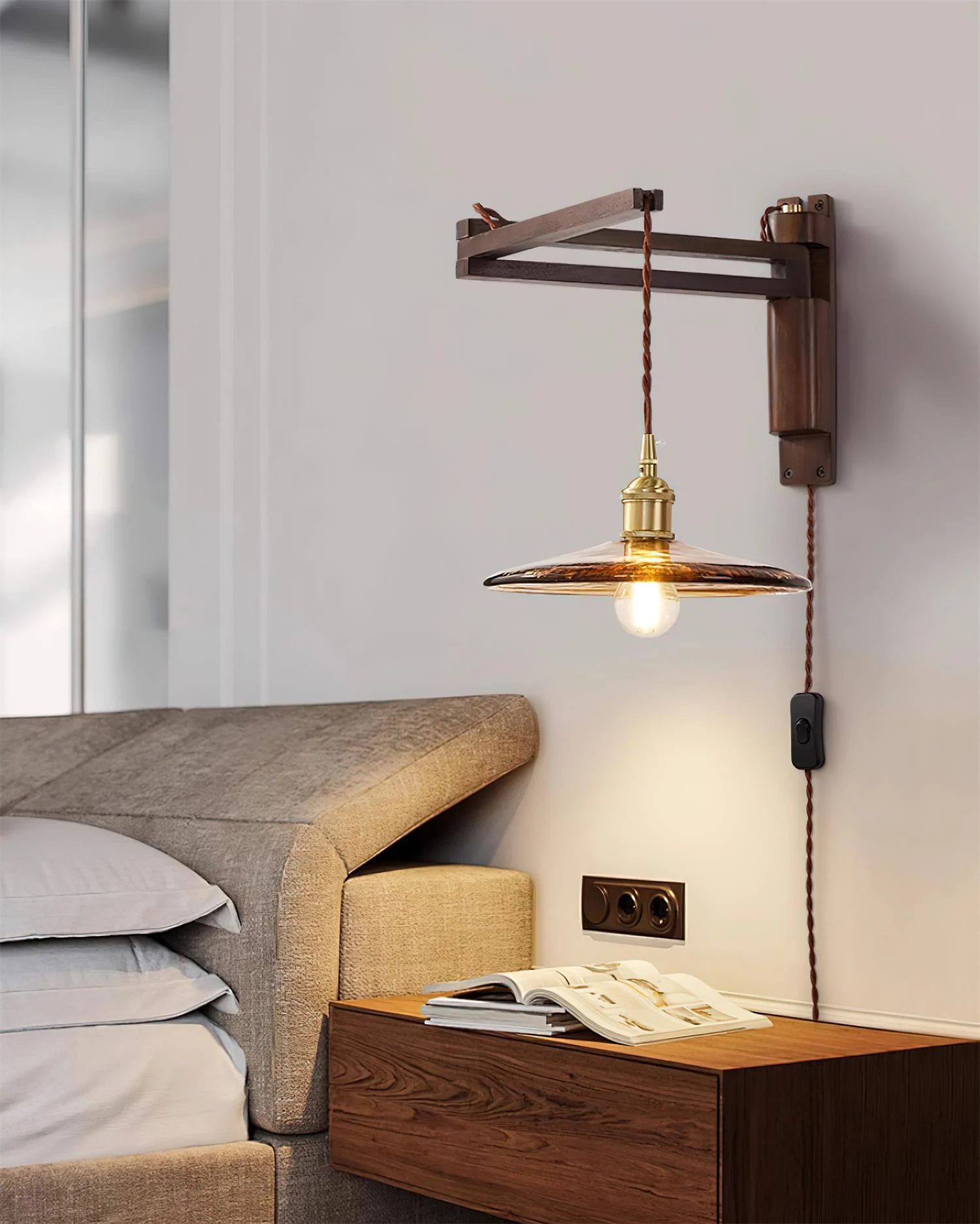 Vintage Maria Plug In Wall Lamp-Homelova