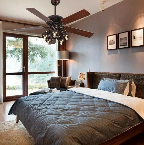 Hardy-52" Vintage Rustic Ceiling Fan Light w/ 5 Reversible Blades-Homelova