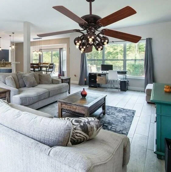 Hardy-52" Vintage Rustic Ceiling Fan Light w/ 5 Reversible Blades-Homelova