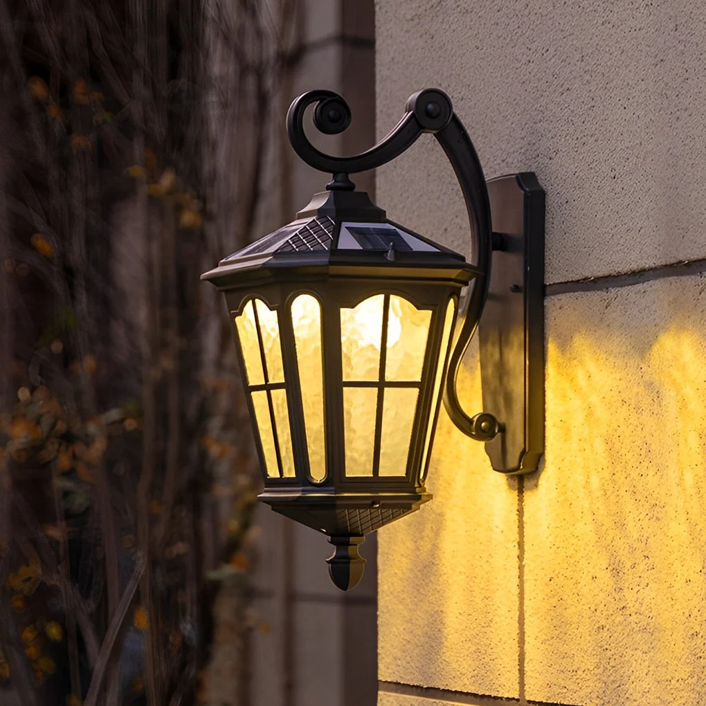 Retro Waterproof LED Aluminum Black Vintage Solar Outdoor Wall Light-Homelova