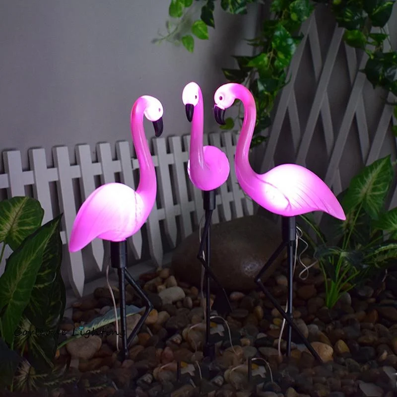 Solar Power Flamingo Garden Lamp-Homelova