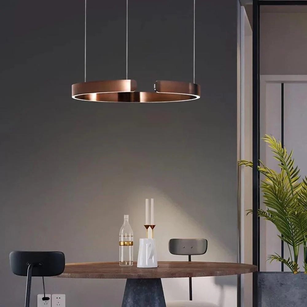 Open Ring Shaped LED Electroplated Modern Pendant Light Island Lights-Homelova