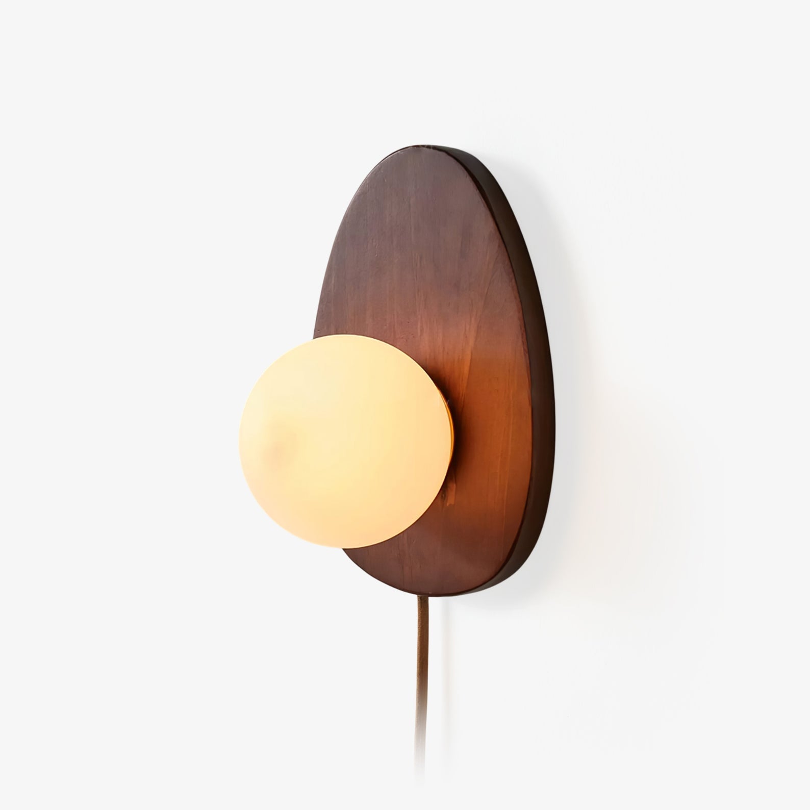 Orba Walnut Plug-in Wall Lamp-Homelova
