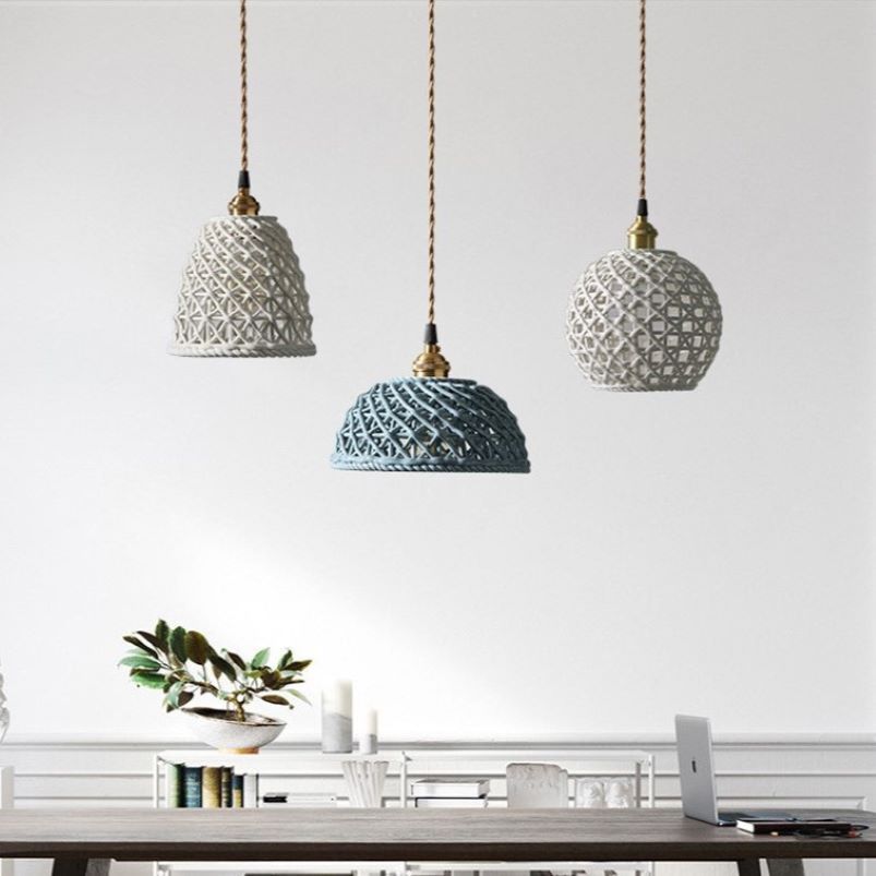 White Ceramic Lampshade Modern Pendant Light-Homelova