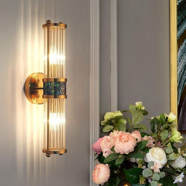 Long Tube Vertical Stripe Glass Wall Lamp-Homelova